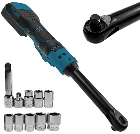 Llave de trinquete inalámbrica para batería Makita de 18 V, juego de llaves de trinquete extendidas eléctricas de 3/8 con dados de 9, 10, 11, 12, 13, 14, 15 y 17 mm, 600 RPM, 100 N·m