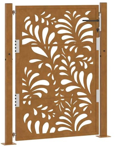 vidaXL Gartentor 100x125 cm Wetterfester Stahl Wellen-Design, Zauntor, Outdoor Tor, Eisentor, Sicherheitstor, Einfahrtstor, Metall Zauntor
