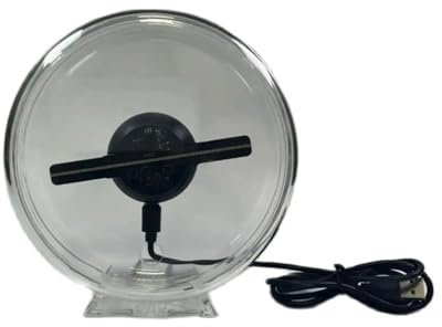 RKJDMSWJ 3D Hologram Fan, 10cm/4.1inch 3D Hologram Fan With Transparent Cover Ornament 128 LED Holographic Advertising Machine Christmas Halloween,3D Animation Video Projector