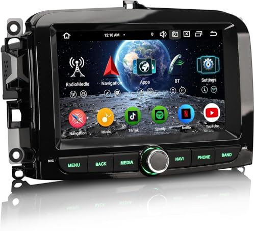Erisin Android 16 8-Core 4GB+64GB Autoradio per Fiat 500L 2012-2016 7 pollici IPS Schermo tattile Supporto GPS Navigatore Wireless Radio CarPlay Android Auto WiFi DAB+ Bluetooth 5.0 DSP Canbus OBD2