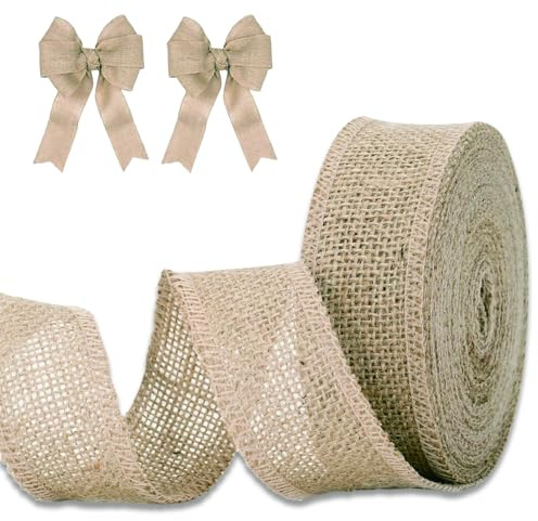 Juteband, Sackleinen Band, Vintage Geschenkband, 4cm x 10m Juteband Stoff Hessische Bänder, Weich Sackleinen Band, Für Handwerk, Hochzeitdeko, Weihnachten, Herbstkranz