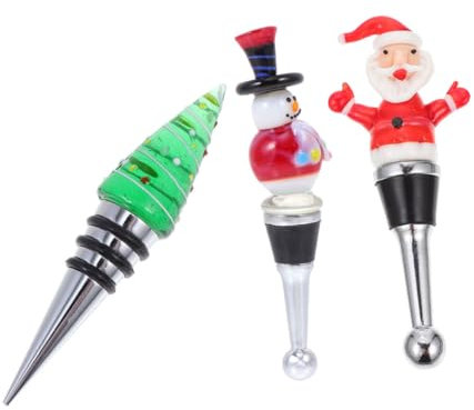 Cabilock 3 Stück Weinflaschenverschlüsse Aus Zinklegierung Weihnachtsedition Mit Weihnachtsmann Schneemann Weihnachtsbaum Rostfrei Verschleißfest Dekorativ Für Weinflaschen Und Geschenk