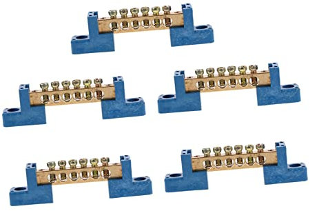 LIFKOME Barre De Connexion Terminale En Laiton Zingué 6 Positions Résistante à La Corrosion Pour Armoires De Distribution Électrique Et Applications Marines Lot De 5 Pièces