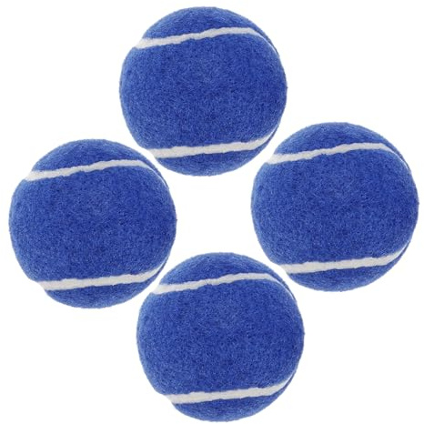 Toddmomy Hoch Elastische Gummitennisbälle für Hunde, 4 Stück Blau | Trainings und Spielzeit, Druckgepresstes Design, für Anfänger und Fortgeschrittene