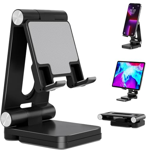 Fanlory Folding Cell Phone Stand,Laptop Stand, Adjustable Height and Angle Foldable Cell Phone Stand Holder for Desk, Taller iPhone Stand Compatible with 4-11 Smartphones Tablet Laptop,Gift for Mom