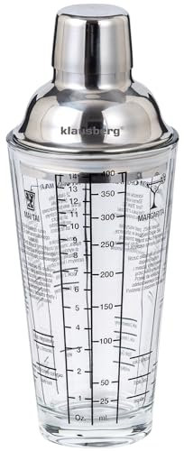 KLAUSBERG KB-7647 - Shaker per cocktail con ricette barista in vetro, 400 ml
