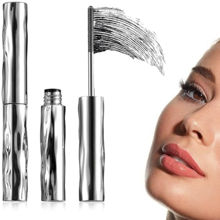 VYIBPDY 2 x Mascara mit metallbürste,mascara metallbürste, 3D Curling Wimpern Mascaras Bürstenlose Bürste Waschbar, Nicht Verklumpend, Wischfest