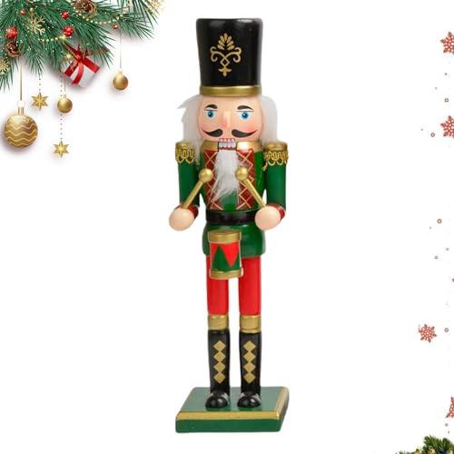 Schiaccianoci decorativo – 30 cm grande figura in legno, soldato di Natale, 1 pezzo unico, decorazione tradizionale fatta a mano, decorazione per il tavolo del camino all'ingresso di casa | per regali