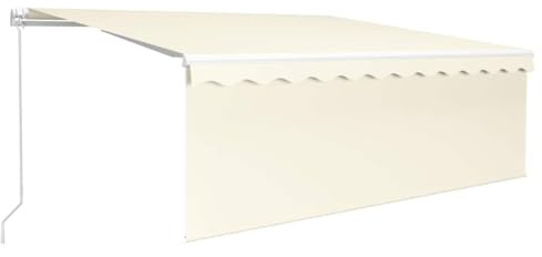 Ombrellone da balcone, tenda da sole retrattile manualmente con tenda avvolgibile e LED, 4 x 3 m, colore crema, tetto di ricambio per gazebo, balcone e giardino