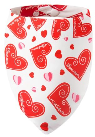 ICEMOOD Hunde-Bandana Valentinstag – Romantisches Herz & Liebessprüche, Verstellbarer Druckknopf, Geschenk, für kleine & mittelgroße Hunde (2–14 kg)