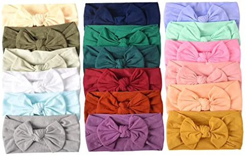 Nukinp 18 st baby nylon pannband, rosett elastiska hårband för baby flickor nyfödda spädbarn småbarn barn &1 & 1