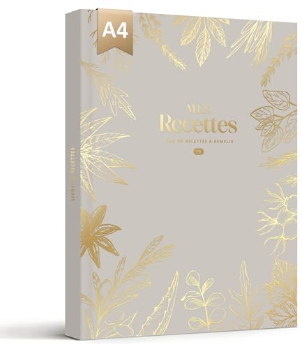 BIROYAL Carnet de Recettes à Remplir A4, 114 Recettes, Gris chaud | Papier Épais 120g, Grand Espace d'Écriture, Table de Conversion & Calendrier Saisonnier, Pour cuisiniers amateurs & famille