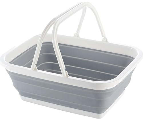 HMIR 12L Collapsible Washing Up Bowl - Portable Folding Wash Basin with Handles. Space Saving Storage Container & Washing Up Basket for Kitchen, Caravan, Camping & Travel Outdoor
