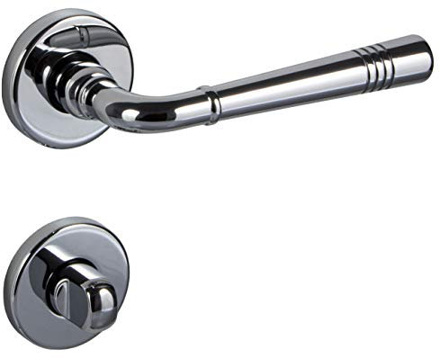 Gedotec Drückergarnitur Messing | 1 Stück Türbeschlag Chrom Türgriff Zimmertür | Türdrücker Antik Vintage für Innentüren | Türklinke WC - Toilette | LADY 151-R | Türgarnitur mit Befestigungsmaterial