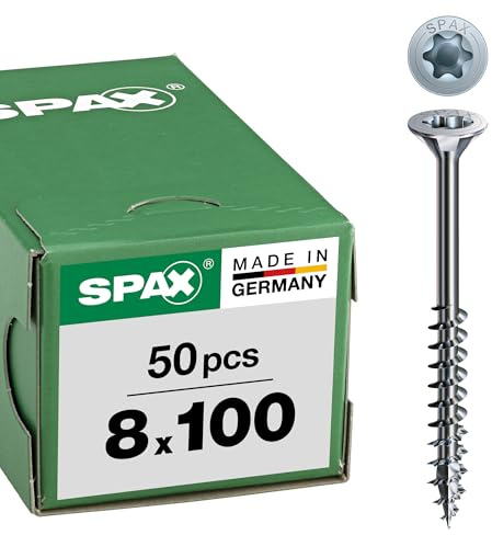 Träbyggskruv, 8 x 100 mm, 50 stycken, delgänga, försänkt huvud, T-STAR plus T40, 4CUT, WIROX – 0191010801005