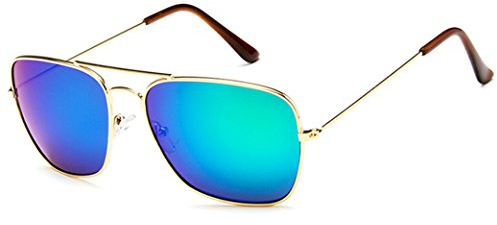Chic-Net Solglasögon trapets pilotglasögon 400 UV metallram tonade speglade koreanska hög midja unisex kvinnor män glasögon koreansk retro vintage 70-talet solglasögon trend designer 018 CE