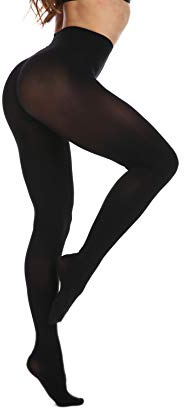 Frola Dames Collants Semi-opaques Lisses Pantalon Collant à Pieds Microfibre Souple Contour Collants de Femmes 80 DEN(L-XL,Noir)
