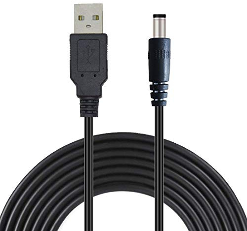 Liwinting 1.5m/4.92ft USB to DC Power Cable, 5V USB DC Cable, 2.1 mm x 5.5 mm DC Barrel Male Jack Converter Power Charging Cable for Laptop Notebook, Mini Speaker, Tablet, Router, USB Light - Black