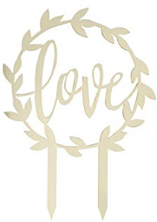 Ginger Ray Tortenaufsatz mit goldener Schrift, Acryl, Liebe, Hochzeit, Einzelpackung