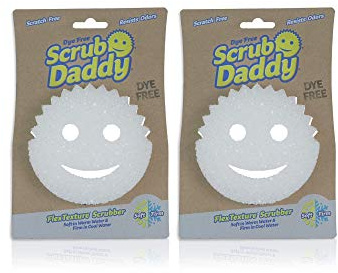 Scrub Daddy Sponge - Dye Free - Scratch-Free Scrubber for Dishes and Home, Odor Resistant, Soft in Warm Water, Firm in Cold, Deep Cleaning, Dishwasher Safe, Multi-use, 1ct (2 Pack)