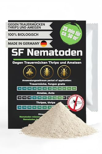 SF- Nematoden 25 Mio (250 Pflanzen/50m²) gegen Trauermücken, Thrips, Weiße Fliege mit Fadenwürmern, effektive Schädlingsbekämpfung