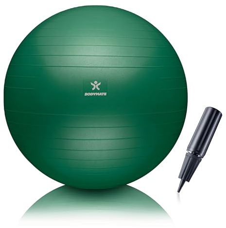 BODYMATE Gymnastikball Sitzball Trainingsball mit GRATIS E-Book inkl. Luft-Pumpe, Ball für Fitness, Yoga, Gymnastik, Core Training, für starken Rücken als Büro-Stuhl