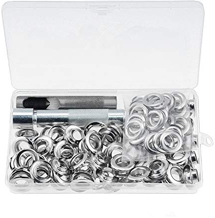 Gasea 100 Set 10mm Kit d'Oeillets En Métal Outil de Oeillets de Réparation Avec 3pcs Montage Outils Pour Bricolage Scrapbooking Sacs de Vêtements Cuir Chaussures Outils de Perforation Argent