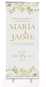 Oedim Roll Up Personalizado para Bodas | 85x200cm | Impresión de Máxima Calidad, Anti Curbing, antibalanceo | Rollup, Expositor publicitario enrrollable.