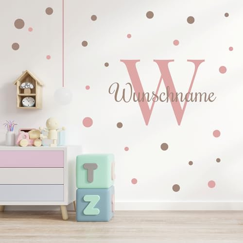yabaduu Wandsticker personalisiert Sticker Aquarell Tiere mit Name Wandtattoo für Kinderzimmer Babyzimmer Spielzimmer Mädchen Junge Y037 (Nr. 15 Kreise, Mit Wunschname)