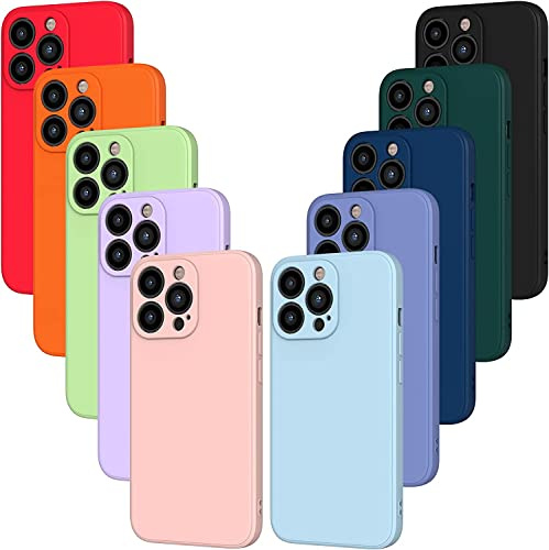 ivoler 10 Stück Silikon Hülle für iPhone 13 Pro Max 6.7 Zoll mit Kameraschutz, Ultra Dünne Leichte Weiche Stoßfest Schutzhülle Flexible TPU Matte Handyhülle Kratzfest Case Cover - 10 Farben