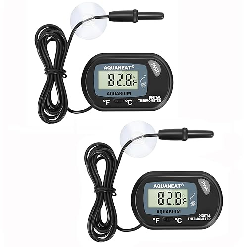 AQUANEAT 2 Pack Aquarium Thermometer, Fish Tank Thermometer, Digital Temperature Test, with Large LCD Display