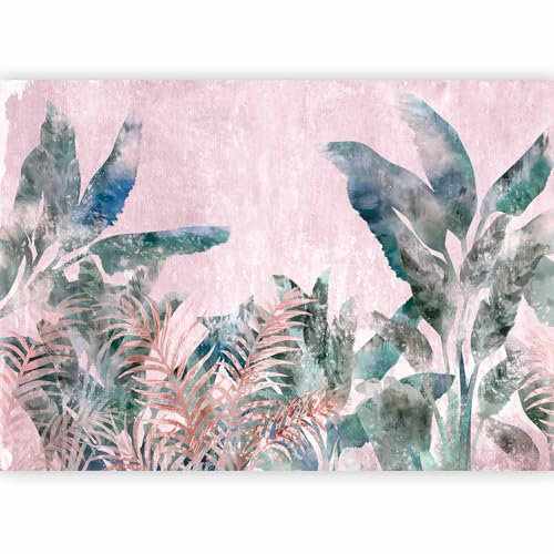 murando - Papier Peint Panoramique Adhésif Nature 343x256 cm - Tapisserie Murale Autocollante Décoration - Marron gris rouge - En fleurs tendances jungle feuilles plantes nature b-A-0911-a-a