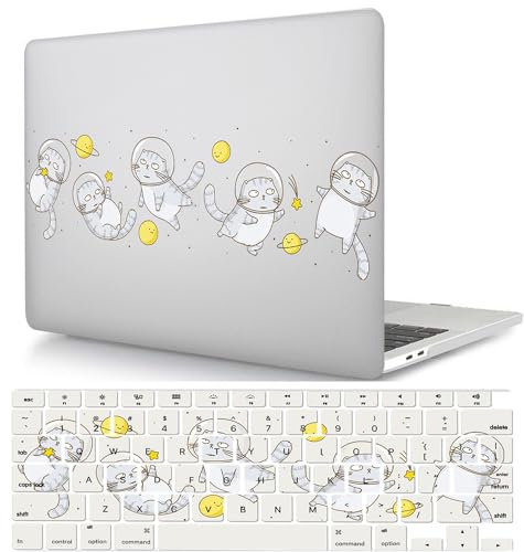 Hülle für MacBook Pro 13 Zoll Modell A1706 A1708 A1989 A2159 A2251 A2289 A2338 M1 2020 2019 2018 2017 2016 Freisetzung, Plastik Hartschale Case Cover & Tastaturschutz, Cartoon-Katze