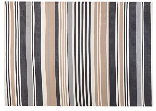 LOLAhome Alfombra jardín Rayas Chios sostenible de Polipropileno Trenzado Beige de 180x270 cm