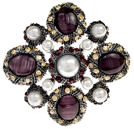 COOKOE Bunte Strass-Brosche aus Kunstharz für Damen, Vintage-Stil, Kreuz-Anstecknadel