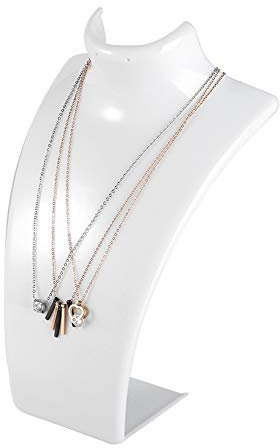 Tomotato Schmuckständer Büste, 13.8x21.5cm Acryl Kettenhalter Halskette Büste Display Halter Schmuck Display Rack Tabletop Schmuckbüste für Halsketten Anhänger (Weiß)