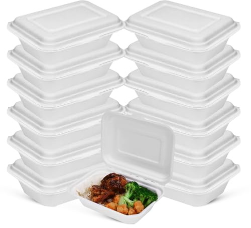 CHEF ROYALE 5x7 Inch Pack of 50 Eco-Friendly Clamshell Bagasse Takeaway Burger Boxes - Ideal for Takeaway, Food Delivery, Outdoor Events, Catering, Festivals, and Markets (5x7)
