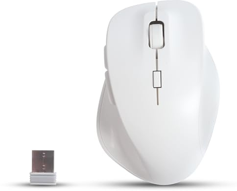 2.4G Wireless Vertical Mouse,Ergonomic Cordless Noiseless Optical Mice with 3 DPI Adjustable(800/1200/1600), Non-slip Surface ,6 Buttons with USB Receiver for Laptop/PC/Computer Windows/iOS(White)