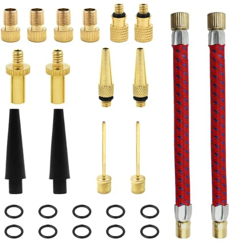 DaKuan 26-Piece Brass Bike Valve Adapter Kit | Heavy-Duty Presta to Schrader Converter with Air Hose Nozzles | Universal for Bicycle Pumps, Motorcycles, Air Mattresses & Sports Balls
