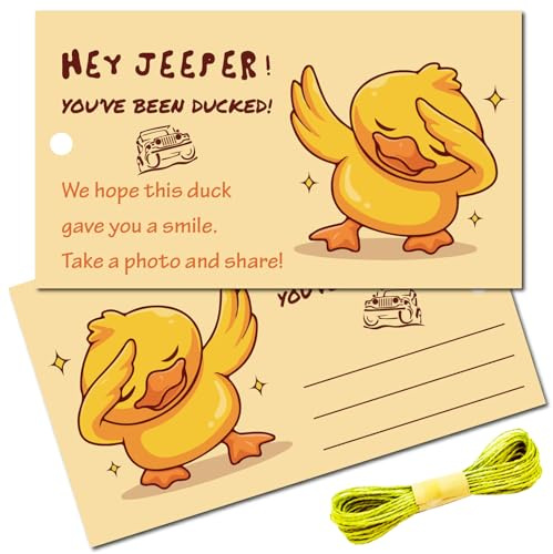 CREATCABIN 50Pcs You've Been Ducked Cards Duck Tags Card Duck Duck Tags Ducking DIY Duck Card with Hole and Twine for Rubber Duck Car Decor Gifts 3.5x2Inch-HEY ER