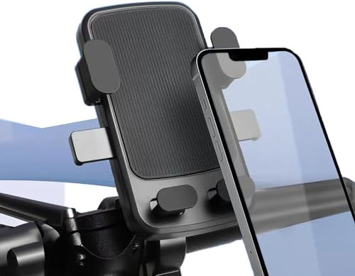 REKO Bike Phone Holder, Motorcycle Phone Mount, Anti Vibration & Anti Slip Detachable Motorbike Phone Holder, 360 Rotatable Phone Mount with Quick Release for iPhone 15 14 Pro Max Plus, 4.7-6.8” Phone