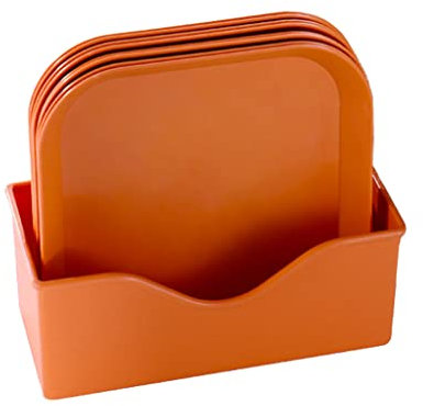 Juego de 8 platos llanos de color caramelo macarrón con estante de almacenamiento, irrompibles, reutilizables, ligeros, de plástico, platos de plástico reutilizables, color negro