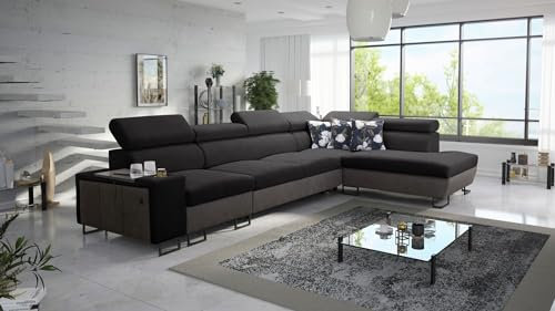 Ecksofa Melani XI Maxi 360x220cm- Schlaffunktion - Bettkasten - L-Form - Couch - Eckcouch - Schlafsofa - Wohnlandschaft - Sofa - Polstersofa - Couch - Freya210.25+ Kunstleder Tauro8207 - Rechts - 26