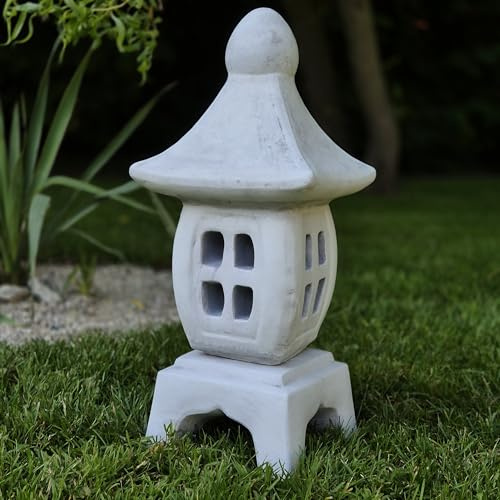 FABRIQ Japanische Pagode 46 cm – 14 kg Massive Steinguss Gartendeko – Zen Skulptur – Wetterfest & frostbeständig