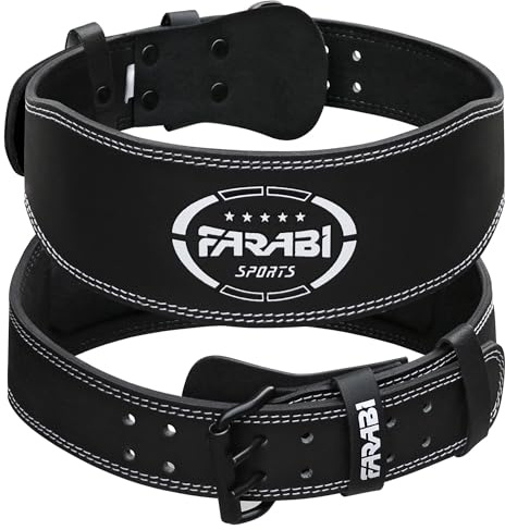 Farabi Sports gewichthebergürtel herren damen 100% echtes Leder lifting belt 4 wide gym gürtel, Powerlifting Belt für Fitnessstudio und Bodybuilding (Black, L Passt von 81 bis 91 CM)