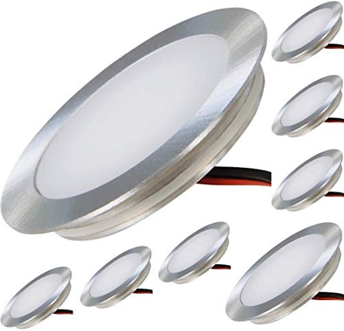 ETT Distribution GmbH LED Bodeneinbauleuchten 12V Ultra flach 8 x 0.5W Wandstrahler Tom 3000K Rund IP67 Bodeneinbauspots Trittfest Begehbar Lochausschnitt: 46mm