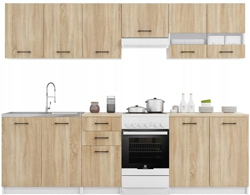 Laclar Komplettes Küchenmöbel-Set mit Arbeitsplatten, 7 Schränken, zur Selbstmontage- Flexible Anordnung - inklusive Aller Zubehörteile - ideal für kleine und große Küchen - Erweiterungsmöglichkeiten