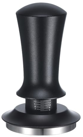sourcing map 51mm Espresso Tamper, Depth-Adjustable Espresso Hand Tampers with Spring Loaded Tamper Coffee Tamper for Espresso Machine Espresso Accessories (Flat Base, Black)