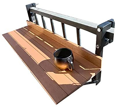 Balkon-Stehtisch für Geländer, Klappbarer Hängetisch, 80 x 26 cm, Stehtisch für den Außenbereich, Beistelltisch für Balkongeländer im Freien, Beistelltische für die Terrasse, Blumenständer m