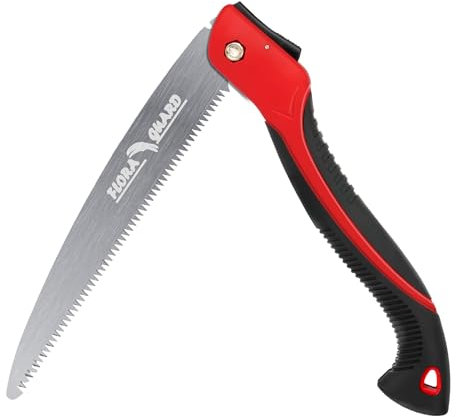 FLORA GUARD 10 Inch Folding Pruning Saw, Quality SK-5 Steel, Soft Grip Hand Saw for Wood Gardening Camping Bushcraft